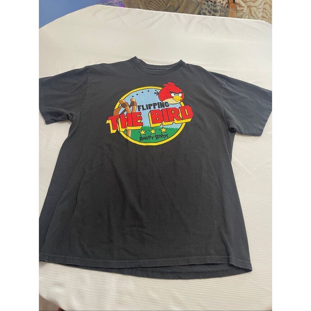 Angry Birds Flipping The Bird Black T-Shirt Size XL